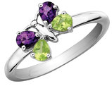 3/5 Carat (ctw) iAmethyst and Peridot Butterfly Ring in Sterling Silver